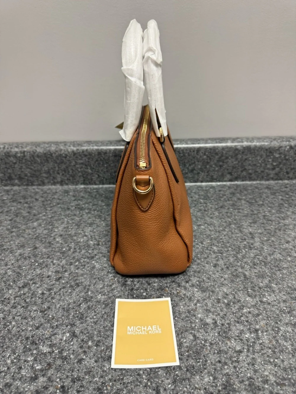 NWT Michael Kors Small Sienna Brown Leather Satchel TopHandle/Crossbody Bag $328 - Picture 6 of 16